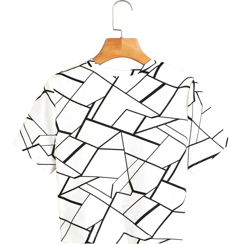 Geo Print Twist Hem Crop Top