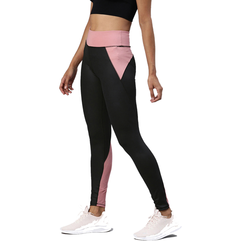 Black & Pink Colorblocked Leggings