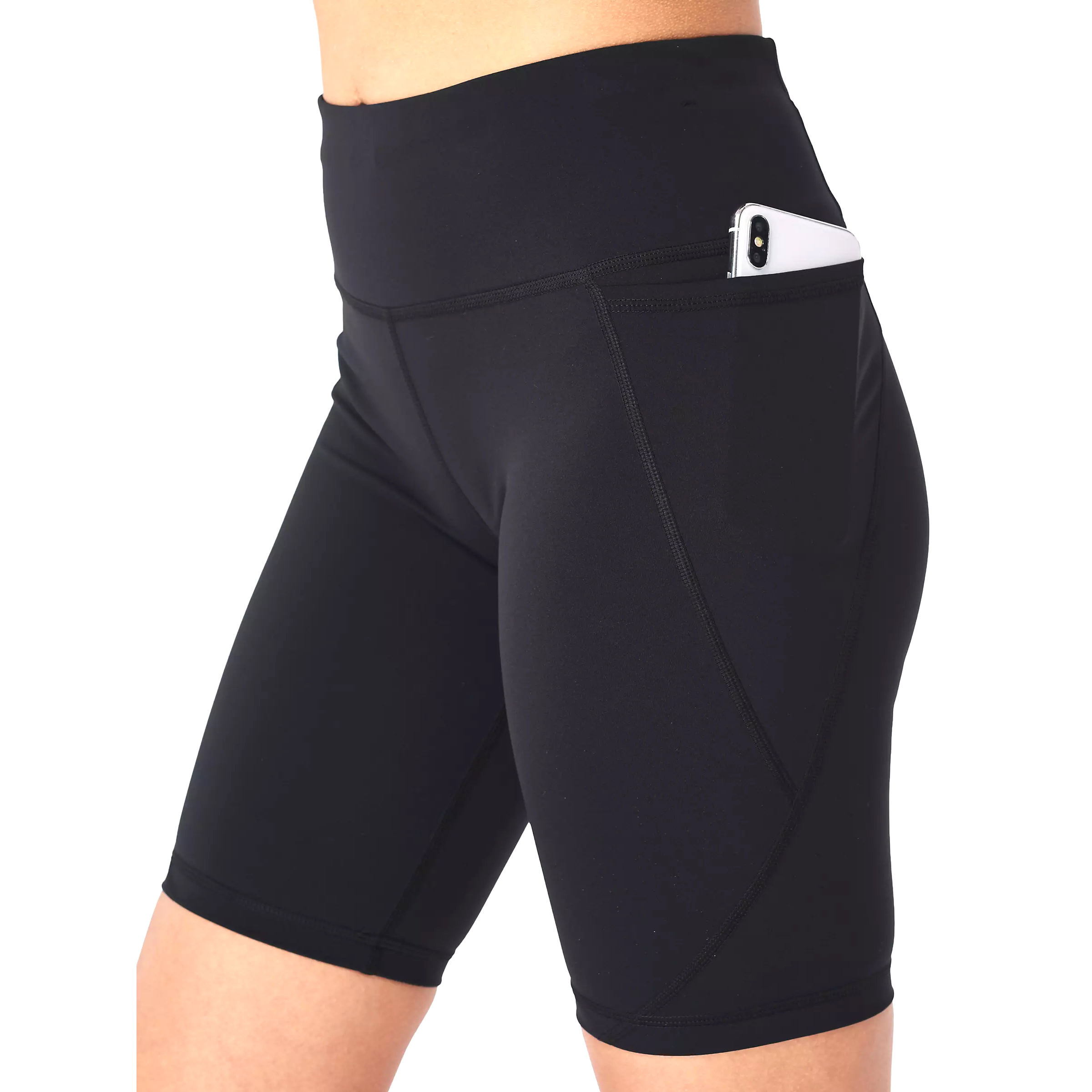 Side Pocket Solid Black Gym Shorts